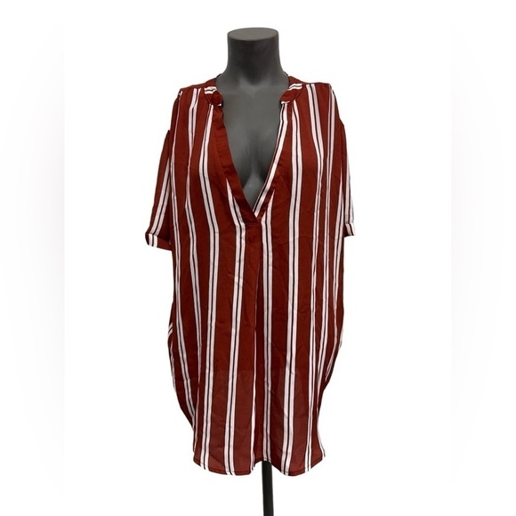 Rue21 Tops - 2x Womens Blouse Striped Rue 21 Business Casual Burnt Orange